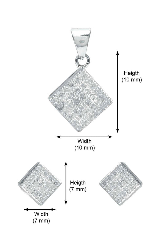 Designer Pure 92.5 Sterling Silver CZ Pendant Set with Chain