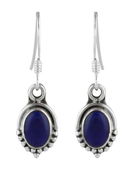 925 Sterling Silver Handmade Dangler Hanging Earrings with Lapis Lazuli Stone