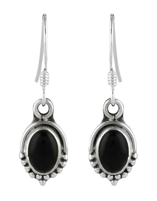 925 Sterling Silver Handmade Dangler Hanging Earrings with Black Onyx Stone
