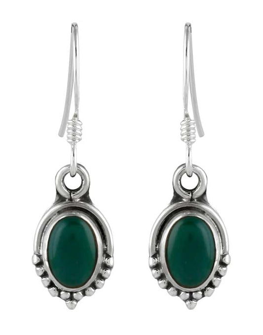 925 Sterling Silver Handmade Dangler Hanging Earrings with Green Jade Stone