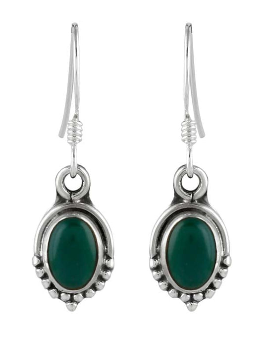 925 Sterling Silver Handmade Dangler Hanging Earrings with Green Jade Stone