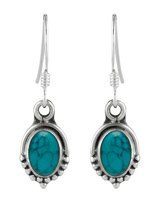 925 Sterling Silver Handmade Dangler Hanging Earrings with Blue Turquoise Stone