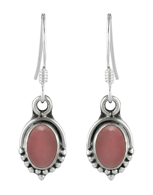 925 Sterling Silver Handmade Dangler Hanging Earrings with Rose Quartz Stone