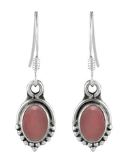 925 Sterling Silver Handmade Dangler Hanging Earrings with Rose Quartz Stone