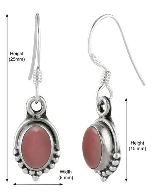 925 Sterling Silver Handmade Dangler Hanging Earrings with Rose Quartz Stone