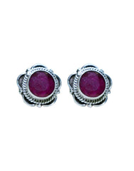 Trendy Looking Ruby Stone Studs in 92.5 Sterling Silver