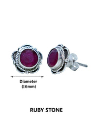 Trendy Looking Ruby Stone Studs in 92.5 Sterling Silver