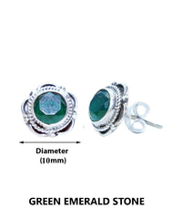 Emerald Stone Studs in 92.5 Sterling Silver