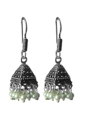 Unique pair of Ethnic Pearl Jhumkis in Silver Alloy High Finish
