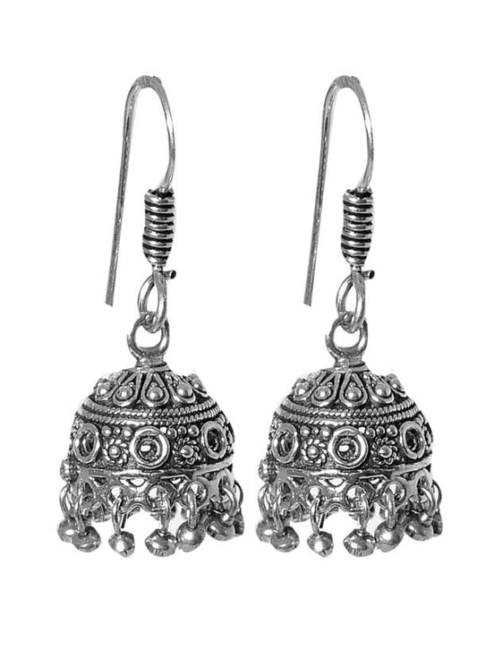 Good looking Jhumkas in Silver Alloy High Finish