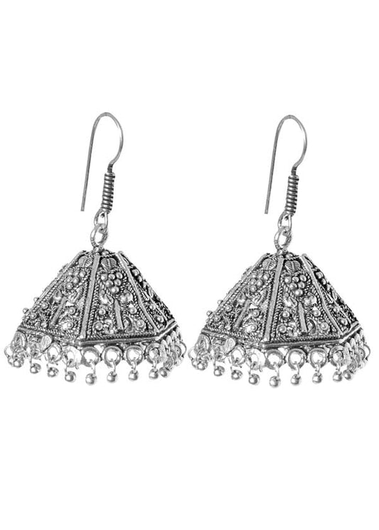 Designer Jhumki in Silver Alloy High Finish for Women and Girls Stylish Latest Tribal Boho Look