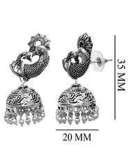 Designer pair of Jhumkis in Silver Alloy