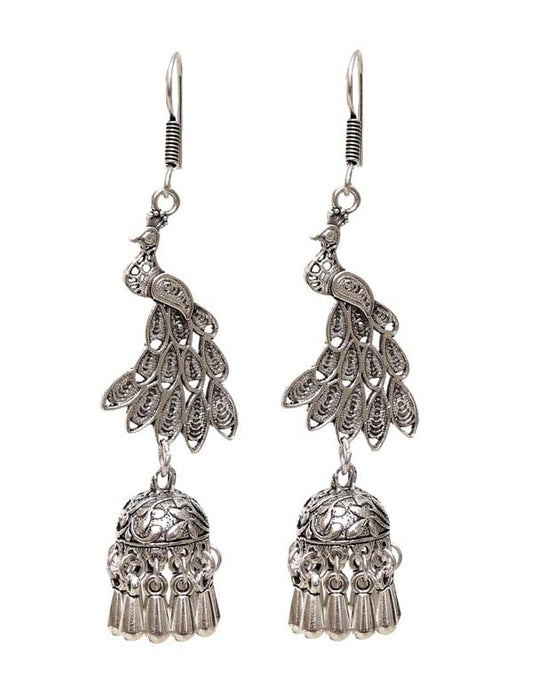Ethnic Jhumkis in Silver Alloy High Finish