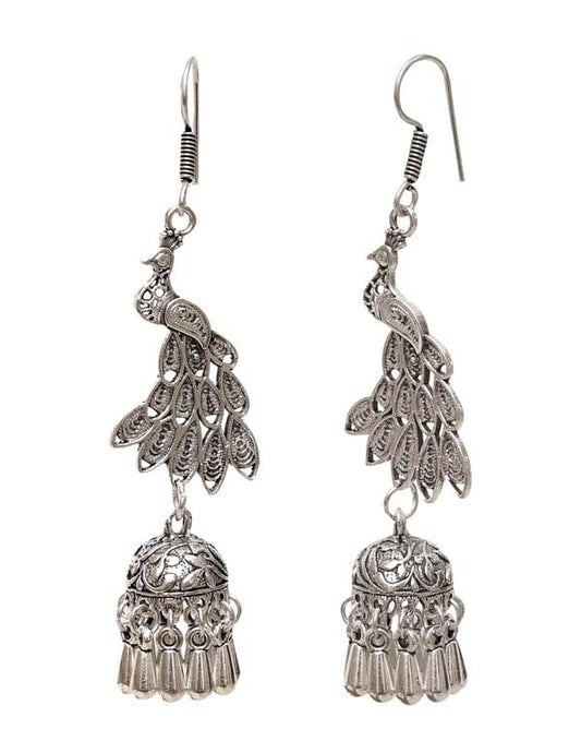 Ethnic Jhumkis in Silver Alloy High Finish