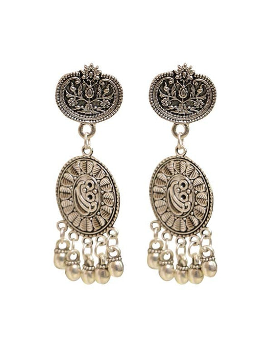Designer pair of Earrings with Push Back in Silver Alloy