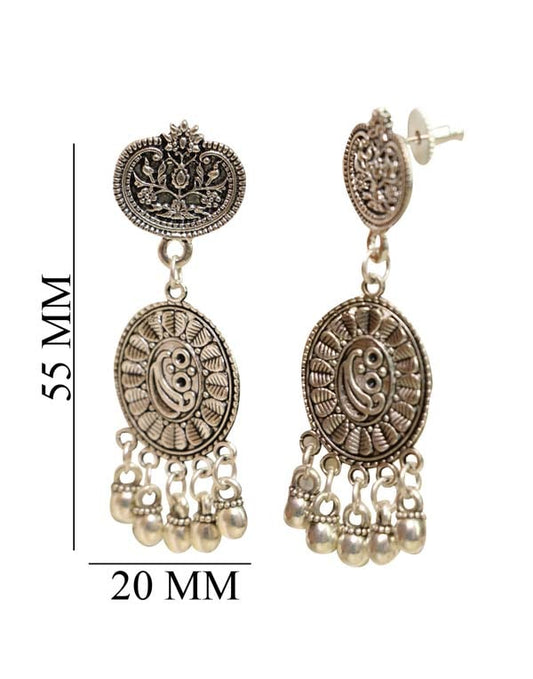 Designer pair of Earrings with Push Back in Silver Alloy