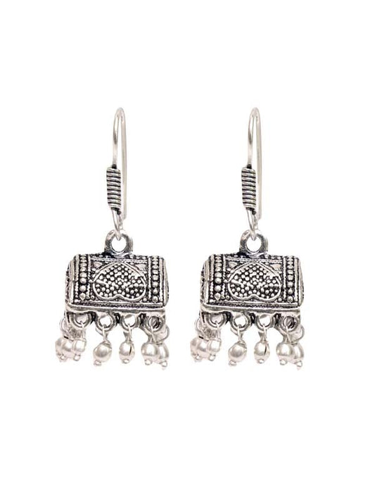 Pair of Stunning Jhumkis with Ear Wire in Silver Alloy