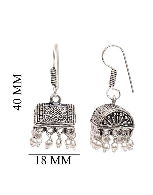 Pair of  Stunning Jhumkis with Ear Wire in Silver Alloy