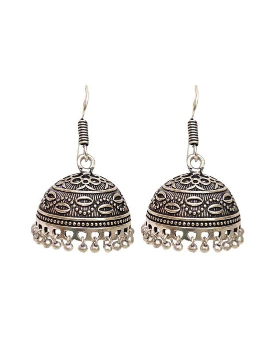 Traditional Jhumkis with Ear Wire in Silver Alloy