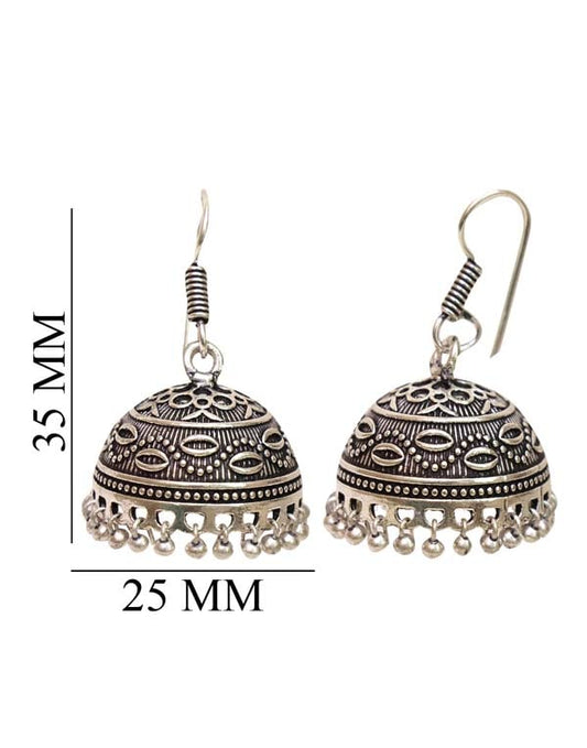 Traditional Jhumkis with Ear Wire in Silver Alloy