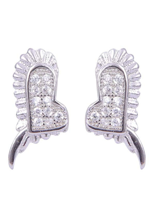 925 Sterling Silver Adorable Heart Shape Cz Studs