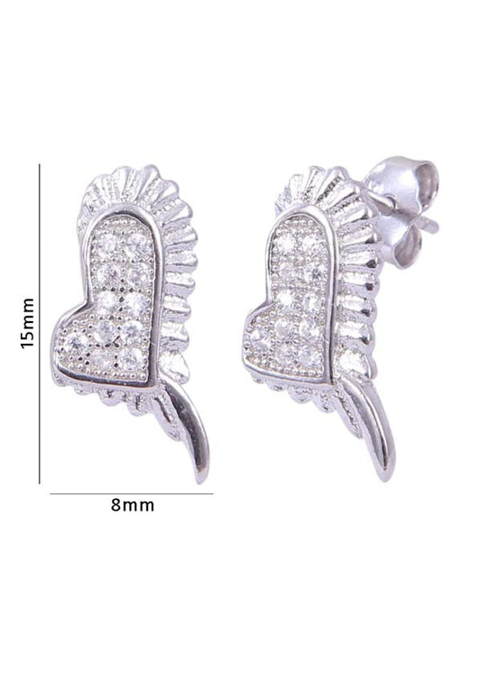 925 Sterling Silver Adorable Heart Shape Cz Studs