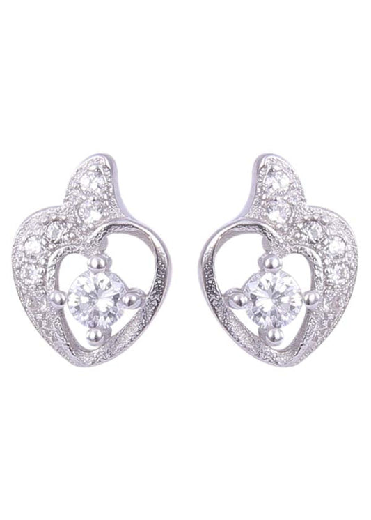 925 Sterling Silver Pair of Beautiful And Small Heart Cubic Zircon Studs