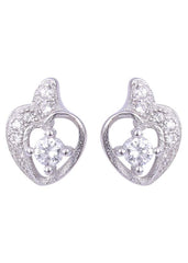 925 Sterling Silver Pair of Beautiful And Small Heart Cubic Zircon Studs