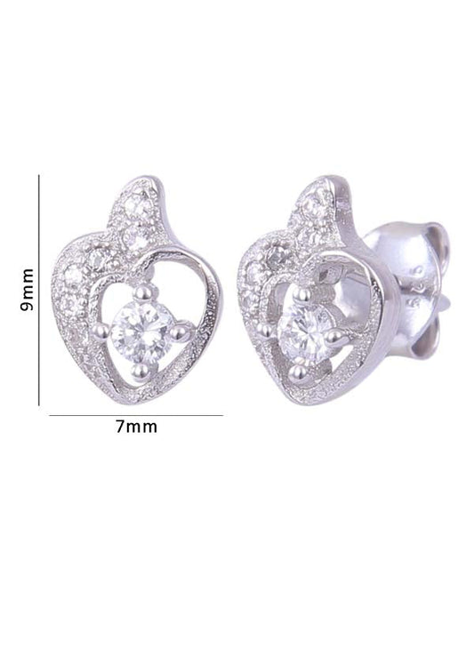 925 Sterling Silver Pair of Beautiful And Small Heart Cubic Zircon Studs