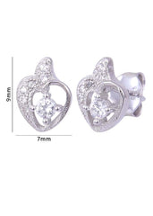 925 Sterling Silver Pair of Beautiful And Small Heart Cubic Zircon Studs