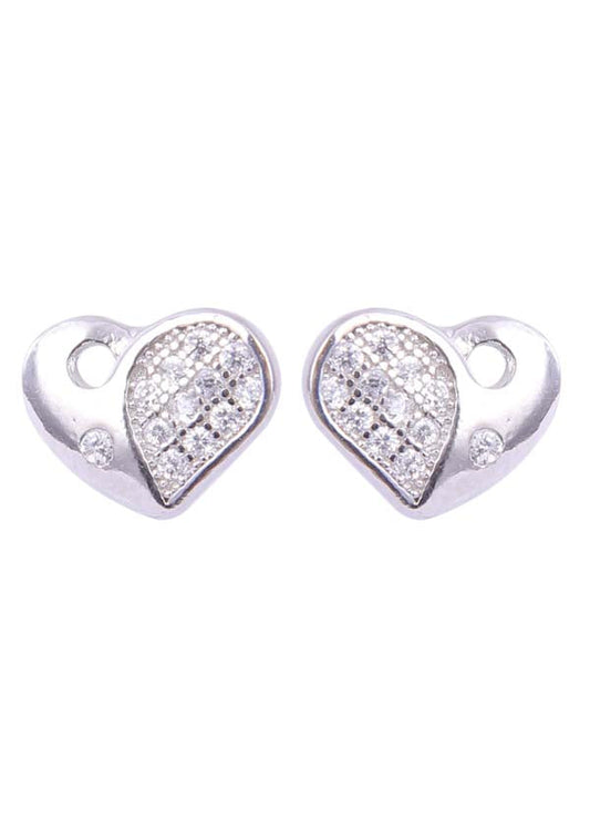 925 Sterling Silver Pair of Beautiful Heart Cubic Zircon Studs