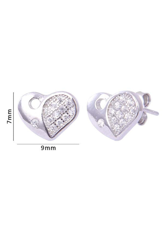 925 Sterling Silver Pair of Beautiful Heart Cubic Zircon Studs