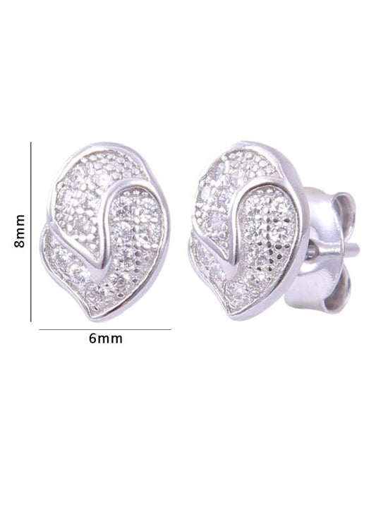 925 Sterling Silver Beautiful Pair Of Cubic Zircon Studs
