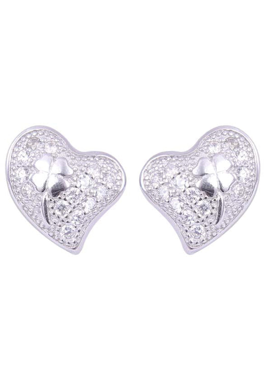 925 Sterling Silver Elegant Pair Of Heart Shape Cubic Zircon Stud