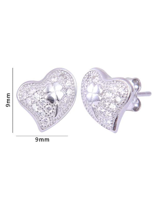 925 Sterling Silver Elegant Pair Of Heart Shape Cubic Zircon Stud