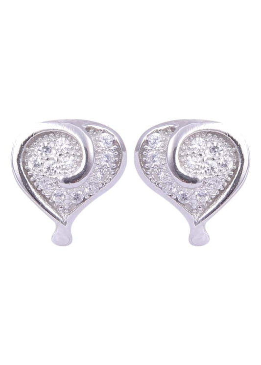 925 Sterling Silver Heart-Shaped Cubic Zirconia Studs Earring