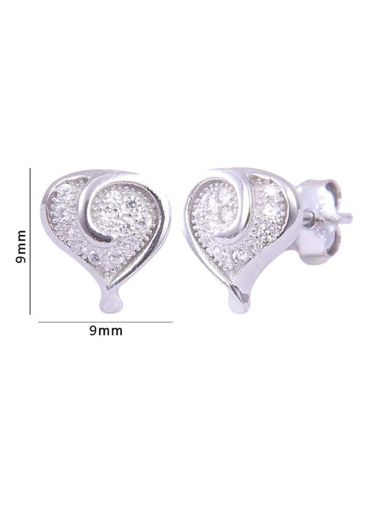 925 Sterling Silver Heart-Shaped Cubic Zirconia Studs Earring