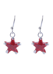 Pair of Red Star shape Cz Earring in 925 Silver Ear Wire