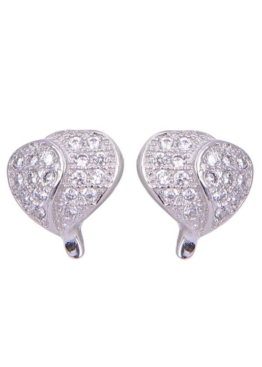 925 Sterling Silver Heart-Shaped Cubic Zirconia Studs Earrings