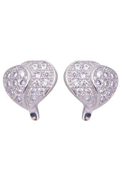 925 Sterling Silver Heart-Shaped Cubic Zirconia Studs Earrings