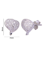 925 Sterling Silver Heart-Shaped Cubic Zirconia Studs Earrings