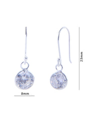 Pair of Round shape CZ Earring in 925 Silver Ear Wire (White)