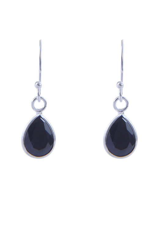 pair of Pear shape Cz Earring in 925 Silver Ear Wire (Black)