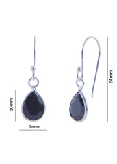 pair of Pear shape Cz Earring in 925 Silver Ear Wire (Black)