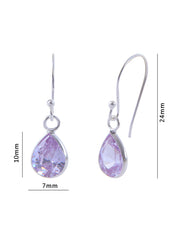 Pair of Pear shape Cz Earring in 925 Silver Ear Wire (Light Purple)