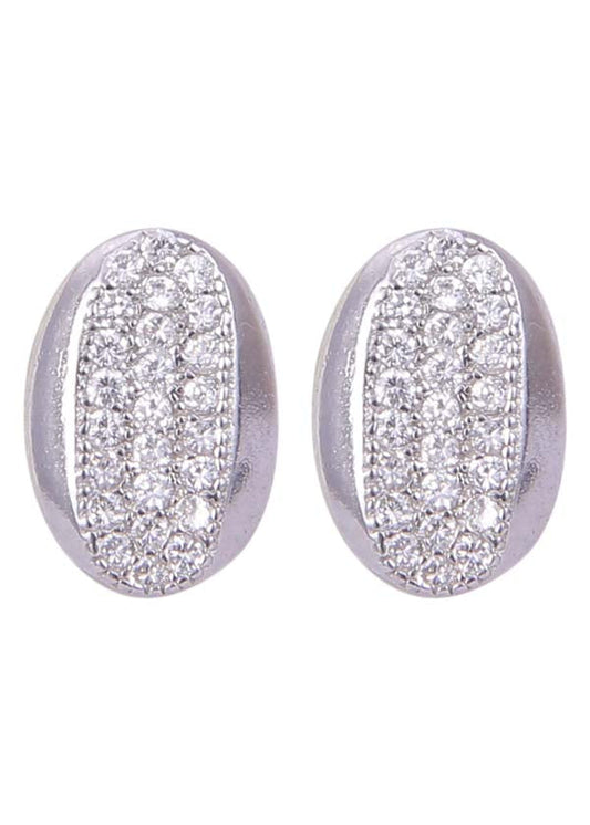 925 Sterling Silver Oval Shape Cubic Zircon Stud