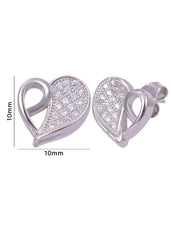 925 Sterling Silver Heart-Shaped Cubic Zirconia Studs Earrings