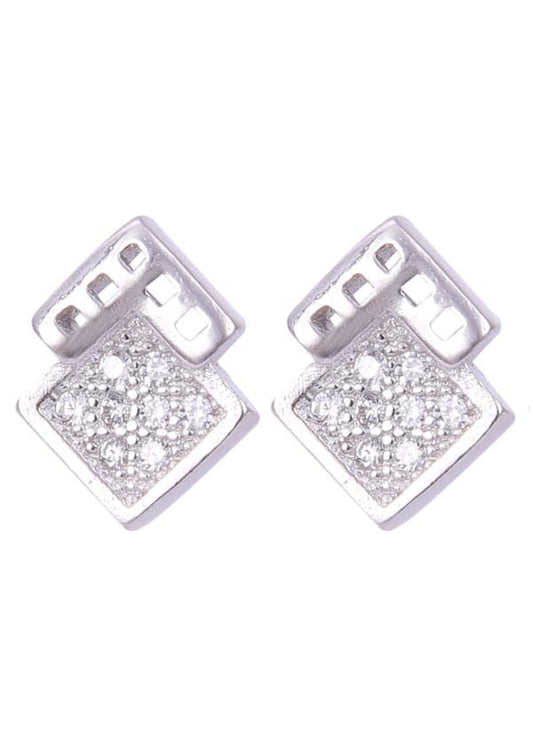 925 Sterling Silver Unique and Pair of Cubic Zircon Stud