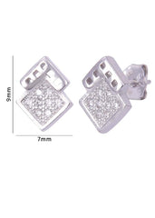 925 Sterling Silver Unique and Pair of Cubic Zircon Stud