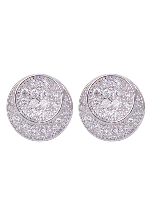 925 Sterling Silver Designer Pair of Cubic Zircon Stud Earrings